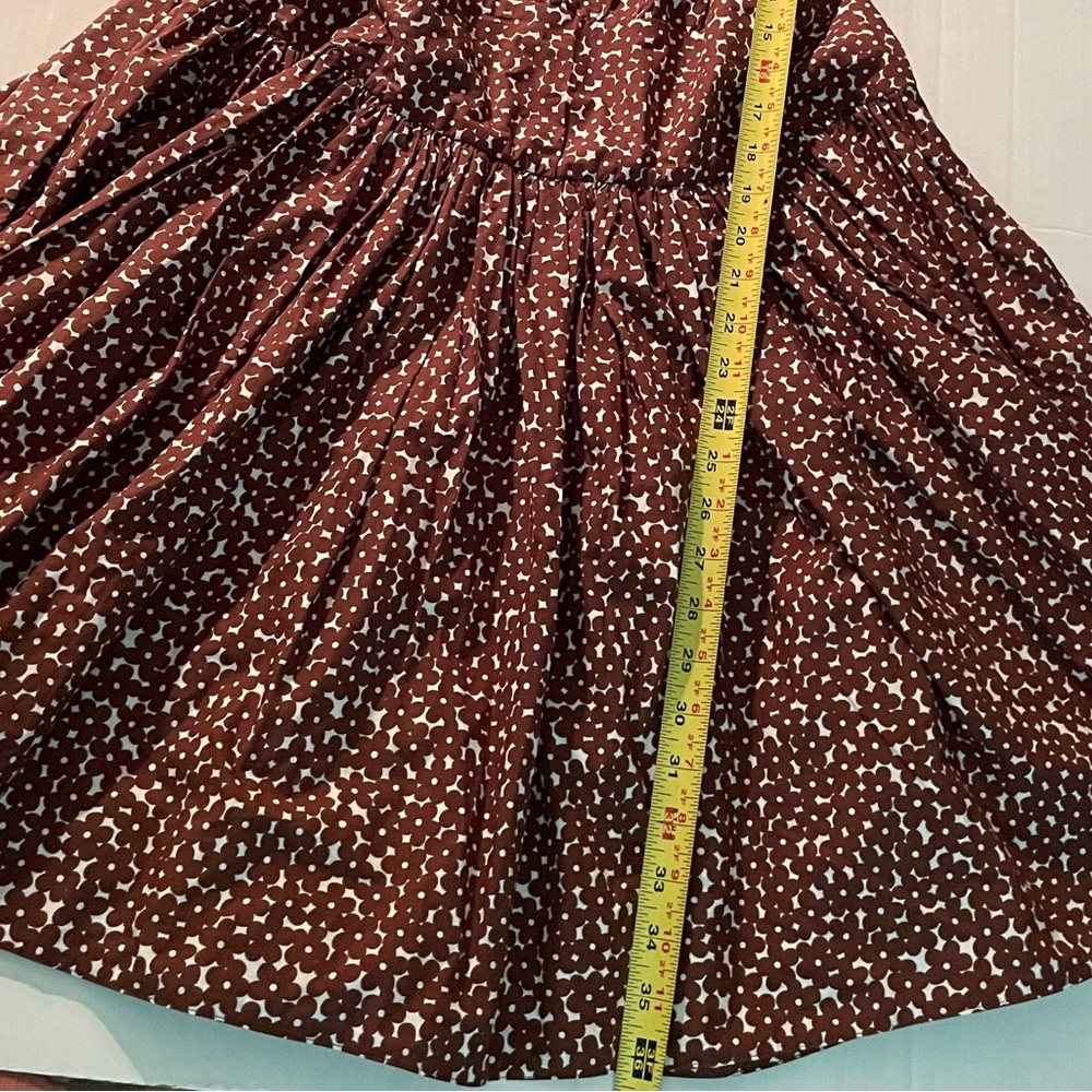 J Crew Mini Dress 14 Brown Floral Drop Waist Cotton Poplin BR400 Cottagecore NWT - Picture 14 of 15